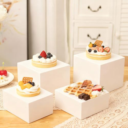 6Pcs Buffet Risers, Food Risers for Buffet Table, Acrylic Display Stands for Party Catering Desset Jewelry Collectibles, Acrylic Cube Boxes with Hollow Bottoms White (8"-7"-6"-5"-4"-3") - size: 8"-7"-6"-5"-4"-3"