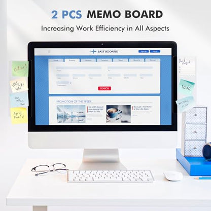 DOLLAR BOSS 2 Pcs 5.5" x 3.1" Transparent Acrylic Monitor Memo Board | Office Desk Accessories, Computer Screen Side Note Holder, Clear Message Board, For Sticky Notes Memos, Fits PC & Laptop - size: 5.5''x3.1''-2pcs