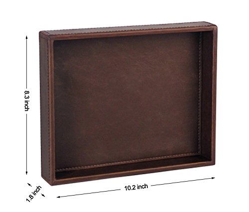 Vixdonos Leather Valet Tray Rectangular Catchall Tray Counter Organizer for Key,Jewelry,Perfume,Glasses and Watches(Brown) - color: Brown