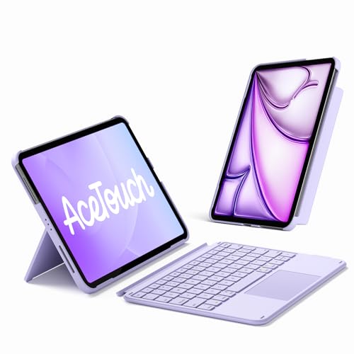 Inateck for iPad (A16) 11th/10th Gen 450g Ultralight Keyboard Case, Air 11" 2026 M4 /M3/M2, Air 5/4th, Pro 11 4/3/2/1th,1 Second Magnetic Detachable Keyboard with Touchpad, AceTouch, Purple - color: Purple