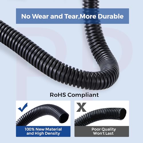 Cable Management, 10ft 1/2” Wire Loom Tubing Cord Protector, White Cable Sleeve Wire Wrap, Cord Wrap for Computer Cord Organizer, Office, Home, ect - color: White, size: 1/2"-10ft
