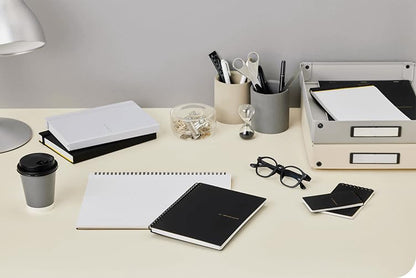 Maruman Mnemosyne Grid Notebook- Horizontal A5 Layout, 5.83" x 8.27", 70 Sheets / 140 Pages, 5mm Graph Paper Journal, Perforated Pages & Wire-Bound to Lay Flat, Black, Made in Japan - size: A5 (5.83" x 8.27")