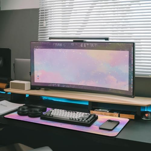 Gaming Mouse Pad, Large 31.5 x 11.8 inches Mousepad, Long Keyboard Pad, Cute Mouse Mat for Computer with Stitched Edges and Non-Slip Base (Pink Purple Galaxy) - color: Pink Purple Galaxy