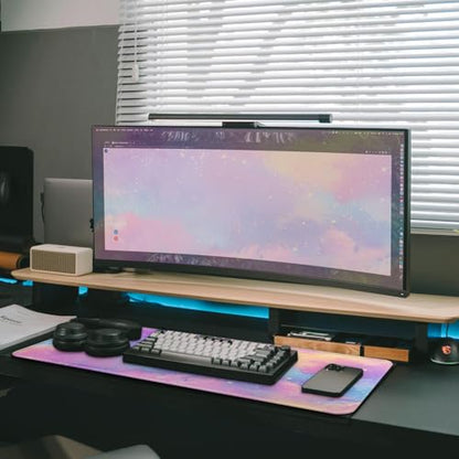 Gaming Mouse Pad, Large 31.5 x 11.8 inches Mousepad, Long Keyboard Pad, Cute Mouse Mat for Computer with Stitched Edges and Non-Slip Base (Pink Purple Galaxy) - color: Pink Purple Galaxy