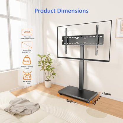Afaloona Rolling TV Stand, Portable Mobile TV Stand for 32-75 Inch TVs up to 110 lbs, 18 Adjustable Heights, Max VESA 600x400mm, Rolling TV Cart on Wheels with Mount for Bedroom, Office, Outdoor - style: GM-A02
