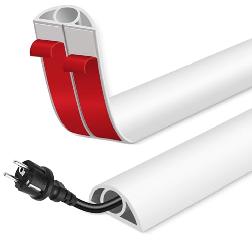 Floor Cord Cover for Wires on Floor Self Adhesive Cord Hider Floor Cable Management Wire Covers for Cords Protector Prevent Cable Trips Cord Cavity W 0.32" x H 0.32", White, 3.3Ft - color: White, size: 0.78 In x 3.3 Ft