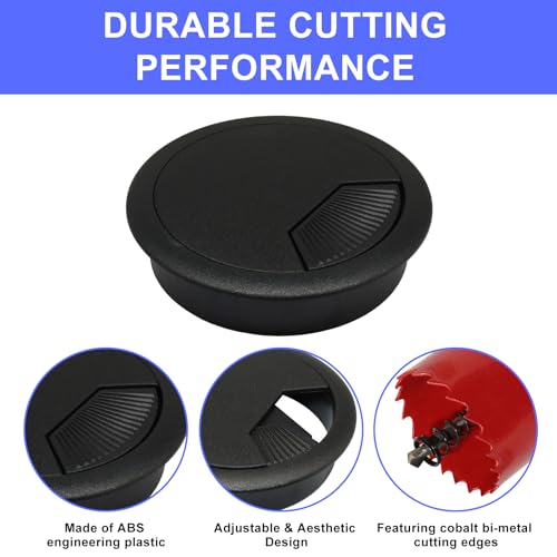 12PCS Desk Grommet,2-3/8Inch(60mm) Cable Grommet Hole Cover with Hole Saw,Ideal Solution for Office Home Table Cable Management Workers - size: 2-3/8"(60mm)