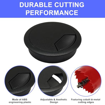 12PCS Desk Grommet,2-3/8Inch(60mm) Cable Grommet Hole Cover with Hole Saw,Ideal Solution for Office Home Table Cable Management Workers - size: 2-3/8"(60mm)