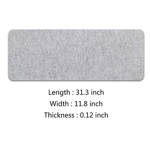 Extended Gaming Mouse Pad, Non-Slip Desk Pad, Desktop Protector, Writing Mat, Felt Desk Mat for Office and Home, 0.12 Inch Thick (Light Gray)