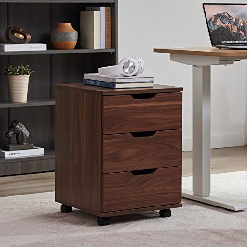 Farini Mobile File Cabinet for Home Office, 3 Drawer Chest Wood, Drawers Unit for Under Desk, Storage Drawers Cabinet Brown - color: Brown