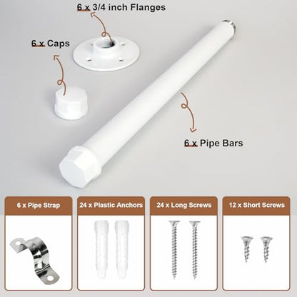Pintuson 6 PCS Industrial Pipe Clothes Bar 12 Inch - Pipe Clothing Rack Wall Mount - Face Out Closet Rods for Hanging Clothes Commercial Retail Boutique Laundry Shirt Display - White - color: White 12" Clothes Rack