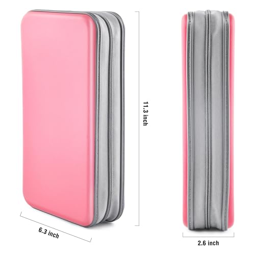 DVD Case, Bivisen CD Case Holder Wallet Binder 96 Capacity CD/DVD Cases Storage Holder Binder Organizer Wallet Book for Car Home Travel (Light Pink) - color: Light Pink