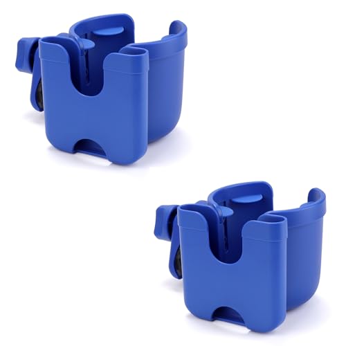 Accmor Stroller Cup Holder with Phone Holder, Bike Cup Holder, Universal Cup Holder for Uppababy Nuna Doona Strollers, 2-in-1 Cup Holder for Walker, Wheelchair, Scooter - color: All Dark Blue & All Dark Blue
