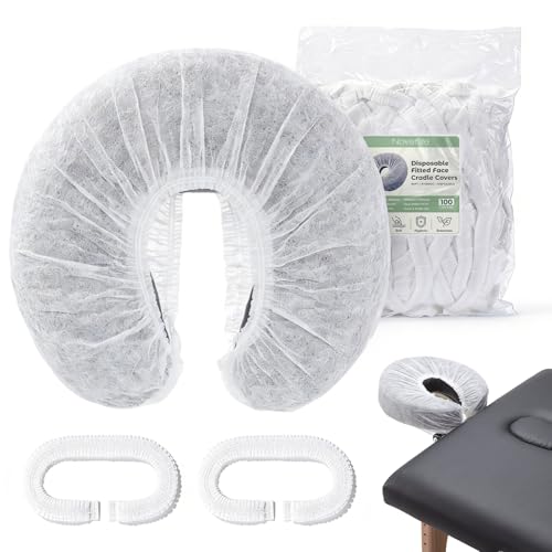 100PCS Disposable Face Cradle Covers, Universal Size Face Rest Covers for Massage Table, Ultra Soft Non-Woven Massage Table Headrest Cover Disposable Fitted Headrest Cradle Cover for Chairs