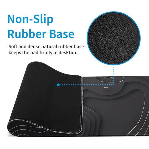 Large Anime Gaming Mouse Pad Black Solid Geometry Desk Pad Computer Keyboard Mat Non-Slip Rubber Base Office Decor Waterproof Mouse Mat - color: Black Solid Geometry