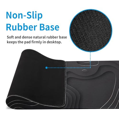 Large Anime Gaming Mouse Pad Black Solid Geometry Desk Pad Computer Keyboard Mat Non-Slip Rubber Base Office Decor Waterproof Mouse Mat - color: Black Solid Geometry