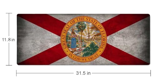 Florida Flag Gaming Mouse Pad Large,Florida Flag Mouse Pad Gaming Mouse Mat Desk Pad,31.5 x 11.8 Desk Mat Mouse Pads for Desk,Extended Keyboard Mousepad with Non-Slip Base and Stitched Edge - color: Florida Flag