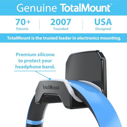 TotalMount Gaming Headset Hanger – Includes Removable Adhesive Strips for Easy, Damage-Free Wall, Desk, or PC Mounting (Black Headphone Hook with Premium Silicone Cradle – One Pack) - style: Premium Black