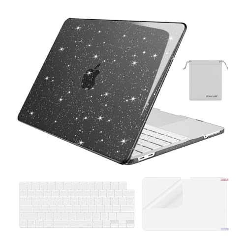 MOSISO Sparkly Glitter Case Compatible with MacBook Neo Case 13 inch 2026 Release Model A3404 with A18 Pro Chip, Crack-Resistant Protective Hard Shell Case&Keyboard Cover&ScreenFilm&Pouch, Black - color: Black