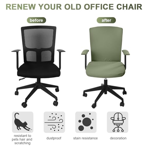 Tallew 4 Pcs Office Chair Covers Set Computer Universal Protective Stretchable Chair Seat Covers Desk Armrest Slipcovers Pads Office Cushion Backrest for Rotating(Grass Green) - color: Grass Green