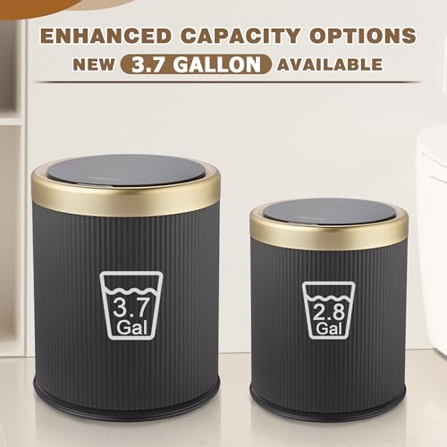 Automatic Bathroom Trash Cans Touchless, 3.7 Gallon Modern Motion Sensor Trash Can with Lid,Diaper Trash Bin,Plastic Smart Garbage Can Suitable for Toilet, Bedroom, Office, Kitchen -Dark Gray - color: Gray, size: 3.7 Gallon