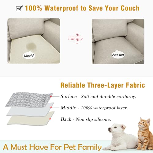 Couch Arm Covers, Sofa Arm Covers, Waterproof Armrest Cover for Sofa, Armchair, Loveseat, Non-Slip Recliner Arm Cover, Headrest Cover, Arm Chair Covers Set of 2 (Beige, 24"×20") - color: Beige, size: 24" x 20" - 2 pcs