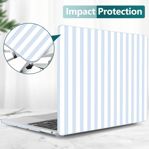 DONGKE Case for MacBook Pro 13 Inch (2026-2020 Models A2338 M2 M1/A2251/A2289), Blue & White Stripes Hard Shell Case with Keyboard Protector, Compatible with Retina Display and Touch Bar - color: Blue & White Stripes