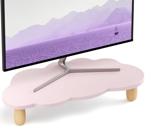 AFOOYO Monitor Stand Riser,Cloud Shape Wood Computer Monitor Stand, 16.5IN Monitor Stand Riser, Multi-Purpose Desktop Organizer Riser for Computer,Laptop,Printer,TV,Purple - color: Purple, size: Cloud Shape