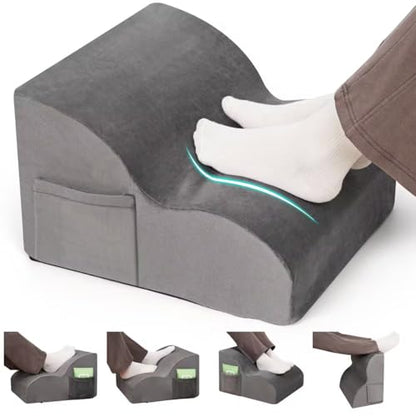 Echaprey Foot Rest for Under Desk at Work,Adjustable Under Desk Footrest Multifunctional 3-Tier Foot Stool with Non-Slip Base and Washable Cover Ergonomic Foot Stool for Office,Home,Car,Travel (Grey) - color: Grey