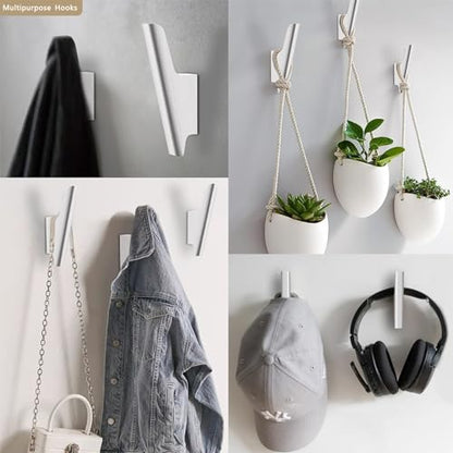 Wood Wall Hooks 4 Pack Coat Hooks Wall Mount White Wooden Hooks for Hanging Hat, Bag, Backpack, Rustic Coat Hooks for Wall, Wood Towel Hooks for Bathrooms and Entryway Hooks (White) - color: White