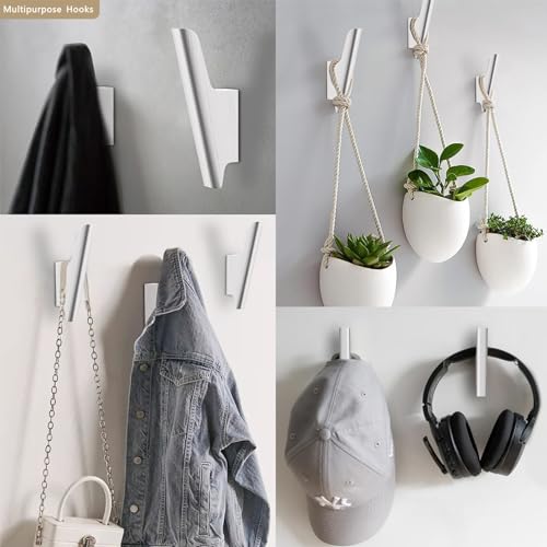 Wood Wall Hooks 4 Pack Coat Hooks Wall Mount White Wooden Hooks for Hanging Hat, Bag, Backpack, Rustic Coat Hooks for Wall, Wood Towel Hooks for Bathrooms and Entryway Hooks (White) - color: White