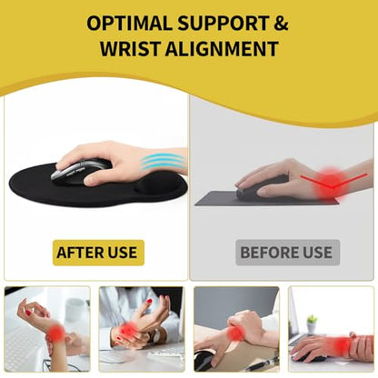 eulps Mouse Pad with Wrist Rest, Comfortable Computer Mousepad with Gel Wrist Support Smooth Surface and Non-Slip PU Base for Pain Relief, Laptop, Office & Home (Lemon) - color: Lemon