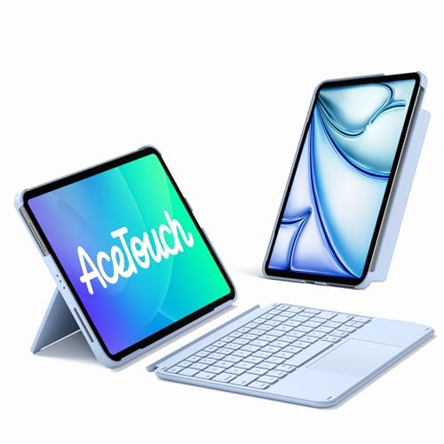 Inateck for iPad (A16) 11th/10th Gen 450g Ultralight Keyboard Case, Air 11" 2026 M4 /M3/M2, Air 5/4th, Pro 11 4/3/2/1th,1 Second Magnetic Detachable Keyboard with Touchpad, AceTouch, Blue - color: Light blue