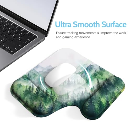 Ergonomic Mouse Pad with Gel Wrist Rest (1"& 1.2" Dual Height) - Mouse Pads Compact Mousepad Desk Mat Office, Gaming & Carpal Tunnel Relief | Non-Slip Rubber Base Misty Forest - color: Misty Forest