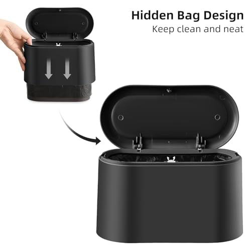 SUBEKYU 0.5 Gal Mini Countertop Trash Can with Lid for Desktop, Small Garbage Can for Office, Tiny Wastebasket, Plastic,Black - color: Black 0.5 Gal with Lid