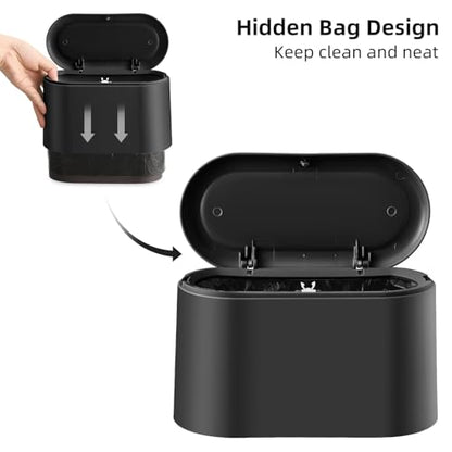 SUBEKYU 0.5 Gal Mini Countertop Trash Can with Lid for Desktop, Small Garbage Can for Office, Tiny Wastebasket, Plastic,Black - color: Black 0.5 Gal with Lid