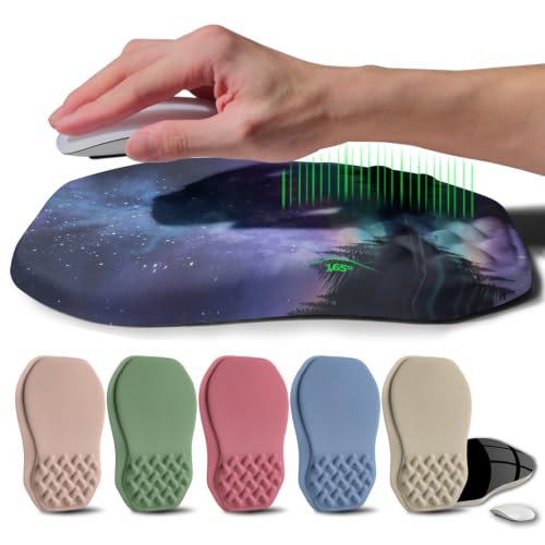 Ergonomic Raised Mouse Pad Wrist Support with Bilateral Slope Memory Foam Mousepad for Wrist Rest and Carpal Tunnel Pain Relief 11.8x7.9〃 Aurora Starry Night - color: Aurora Starry Night