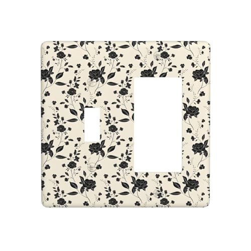 Black Rose Dark Romance Wildflowers Floral Outlet Covers 1 Toggle 1 Rocker Combination Decorative Wall Plate Electrical Switch Plates Light Switch Cover Plate for Bedroom Living Room Decor - color: Black Rose Dark Romance Wildflowers Floral, size: 1 Toggl