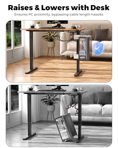 JOY worker Under Desk PC Mount for Standing Desk, Clamp-On Desk Leg Computer Mount, No Drilling, Adjustable Computer Case CPU Holder Holds Up to 44lbs, White PC Tower Mount - color: White, style: Basic