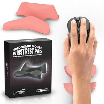 GlideX r2.0 Ergonomic Mouse Wrist Rest – Compact Sliding Wrist Pad with Low Profile Design for Desk Laptop Travel, Fits Small to Medium Hands (Pink) - color: Pink