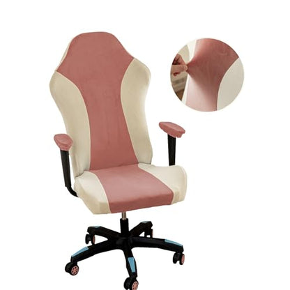 Lavish Cover Velvet Stretchable Gaming Chair Cover, Washable, Anti-Scratch Slipcover with Armrest Protection, Cat Scratch Proof for Office and Computer Chairs(No Chair, Pink) - color: Pink
