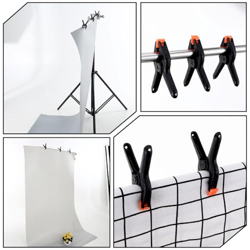 Ymapinc 6Pcs Black Plastic Balloon Arch Clips, 3.5 inch Anti-Slip Spring Clamps for Balloon Arch Backdrop Clamp Heavy Duty Clamps for Backdrop Curtain Photo Prop