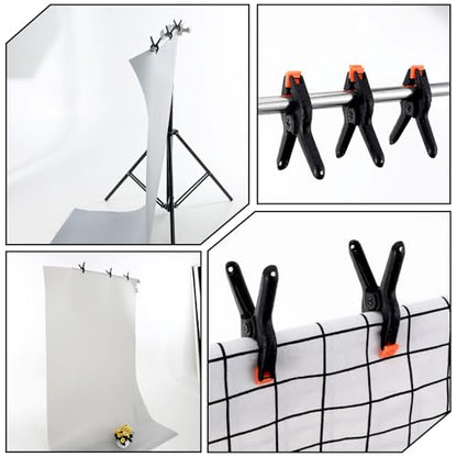 Ymapinc 6Pcs Black Plastic Balloon Arch Clips, 3.5 inch Anti-Slip Spring Clamps for Balloon Arch Backdrop Clamp Heavy Duty Clamps for Backdrop Curtain Photo Prop