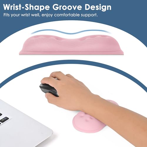 VANKEY Ergonomic Mouse Wrist Rest, Soft Support, Memory Foam Pad, Non-Slip Base (Pale Pink) - color: Pale Pink