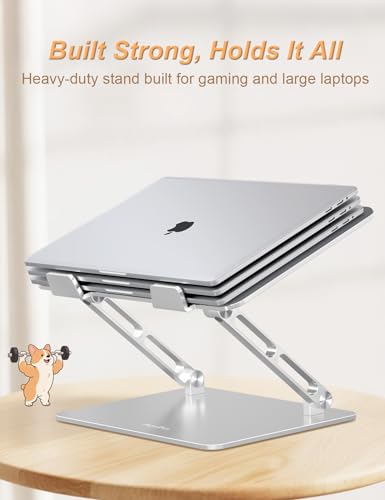Aoviho Laptop Stand for Desk-Adjustable, Foldable, Portable, Ergonomic Aluminum Notebook Riser with Unique Puppy Shaped Vent, Desk Gift for 10"-17.3" Devices Mac, Dell, HP, Lenovo, Samsung, Silver - color: Silver