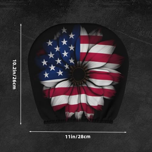 Dujiea 2 Pack American Flag Daisy Car Headrest Covers, Universal Soft Car Seat Head Rest Cover Protector, Vehicle Accessories Fabric Headrest Cover for Cars Vans Trucks - color: American Flag Daisy