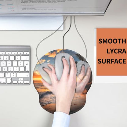 eulps Mouse Pad with Wrist Rest, Comfortable Computer Mousepad with Gel Wrist Support Smooth Surface and Non-Slip PU Base for Pain Relief, Laptop, Office & Home (Sunset) - color: Sunset