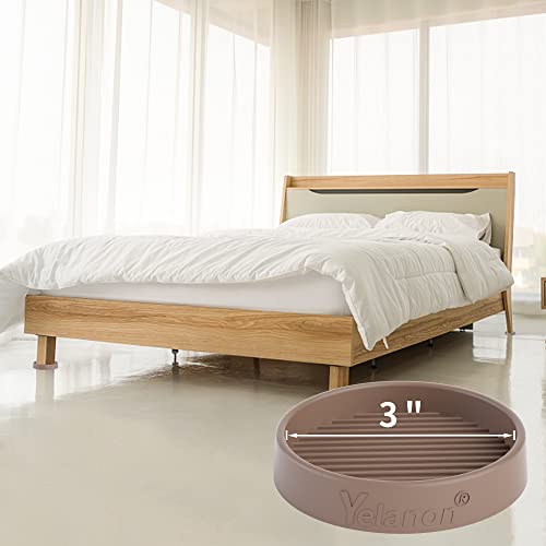 Yelanon Furniture Coasters - 8 Pcs 3”Round Furniture Caster Cups - Non Slip Pads Hardwood Floors Non Skid Grippers Rubber Furniture Feet - Anti Slide Floor Protector for Bed Couch Stoppers Brown - size: 8pcs 3" Round