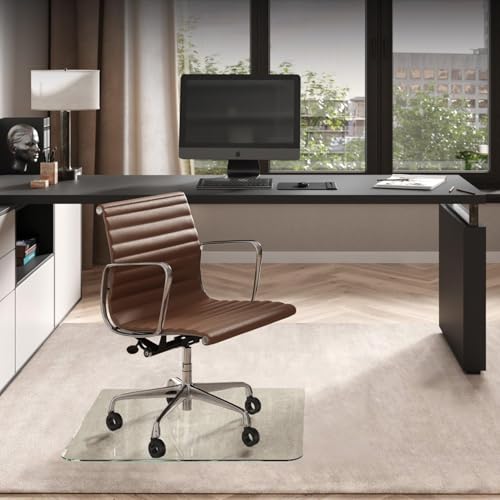 Vitrazza Glass Chair Mat 36” x 36” Superior ¼" thick, Luminoso Low-iron Ultra Clear, Certified Tempered Safety Glass, Delivers a Smooth Glide, Protects Carpet or Wood, Beautiful in Home or Office. - color: Luminoso (Low Iron Ultra Clear), size: 36" x 36"