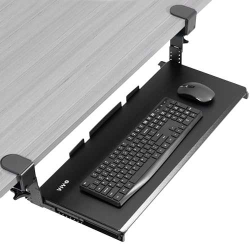VIVO Large Height Adjustable Under Desk Keyboard Tray, C-clamp Mount System, 27(33 Including Clamps) x 11 inch Slide-Out Platform for Typing, Black, MOUNT-KB05HB - color: Black, size: 27" fixed width